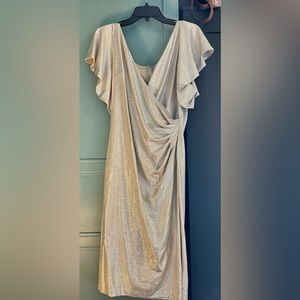 Ralph Lauren gold flutter sleeve dress.
